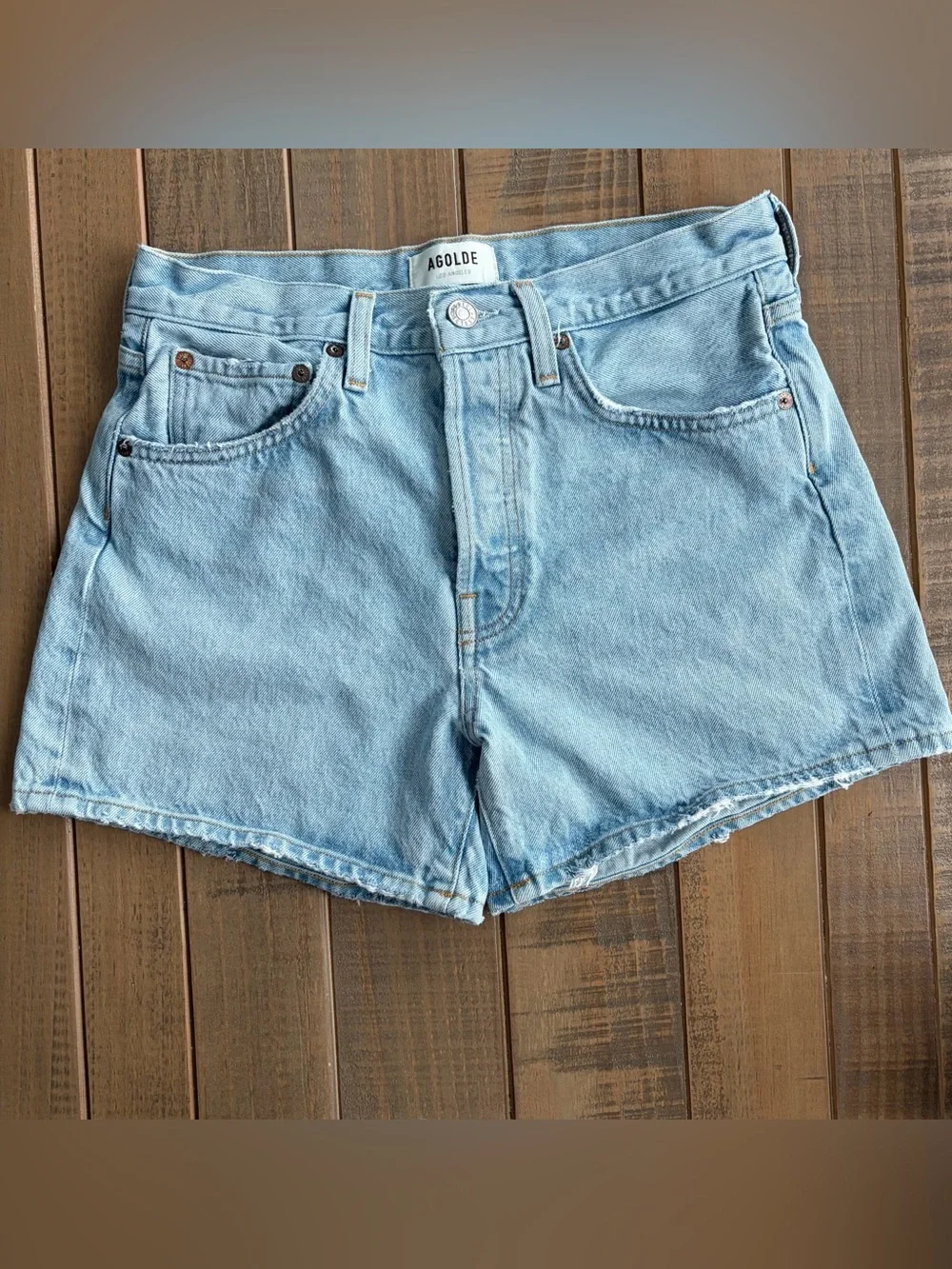 Agolde Women's Light Blue High-Rise Denim Shorts